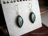 Little Silvery Blue Leaf Eggshell Earrings Pysanky By So Jeo : pysanky pysanka ukrainian easter egg batik art eggshell jewelry pendants earrings drop dangle etched flowers gift women accessories accessory pendant necklace bail crystal finding sterling silver filled sojeo flowers celtic purple white red pink brown green purple orange cream burgundy magenta teal turqoise crows crow blue black so jeo art handmade
